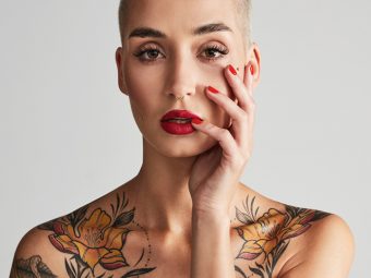 Woman in buzz cut hairstyle
